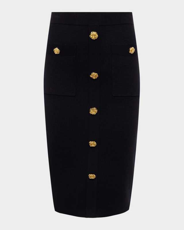 Amira Knit Buttoned Knee-Length Skirt